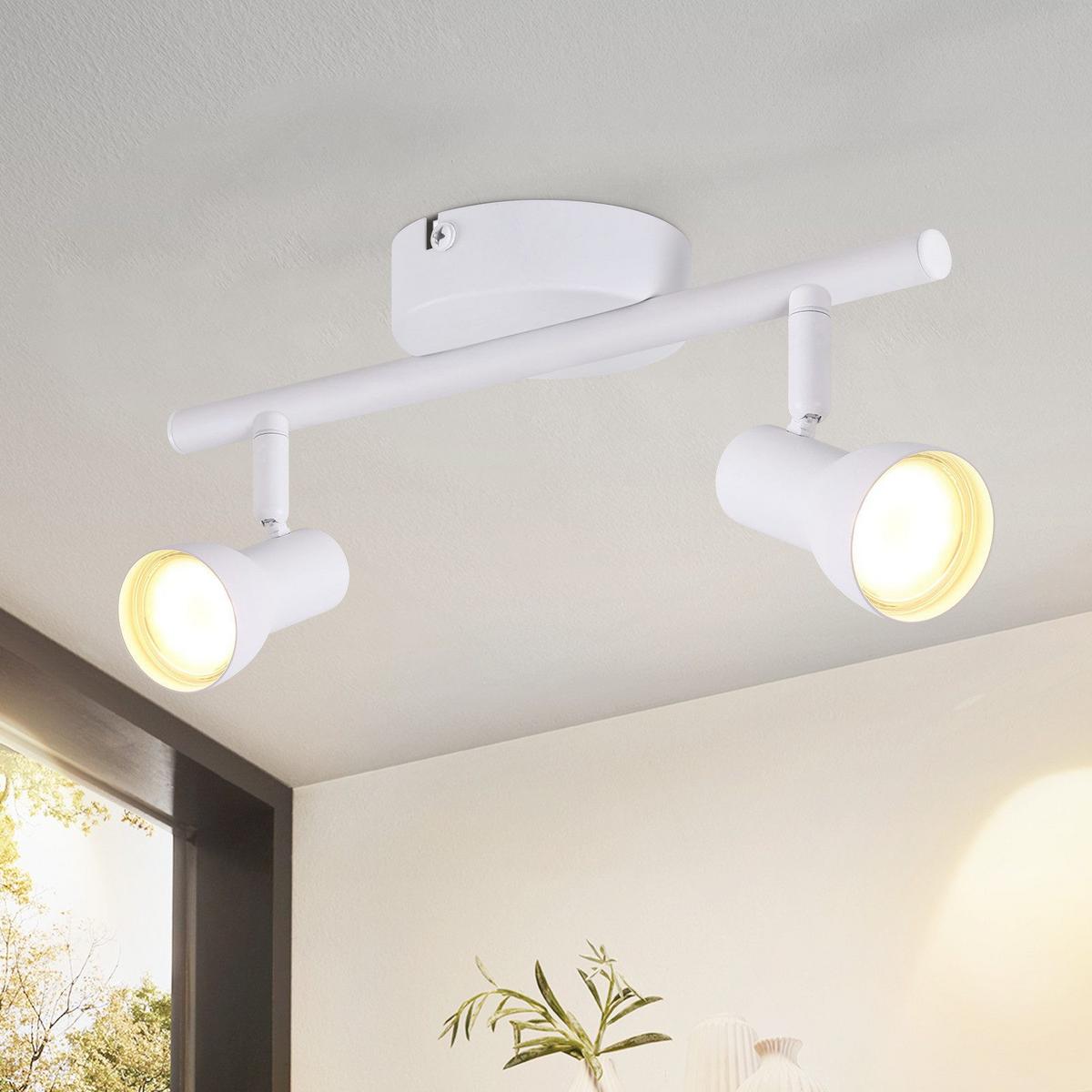 DECKENSTRAHLER Lewter 2-flammig 25.5/8/15.5cm - Weiß, Metall (25.5/8/15.5cm) - Nettlife