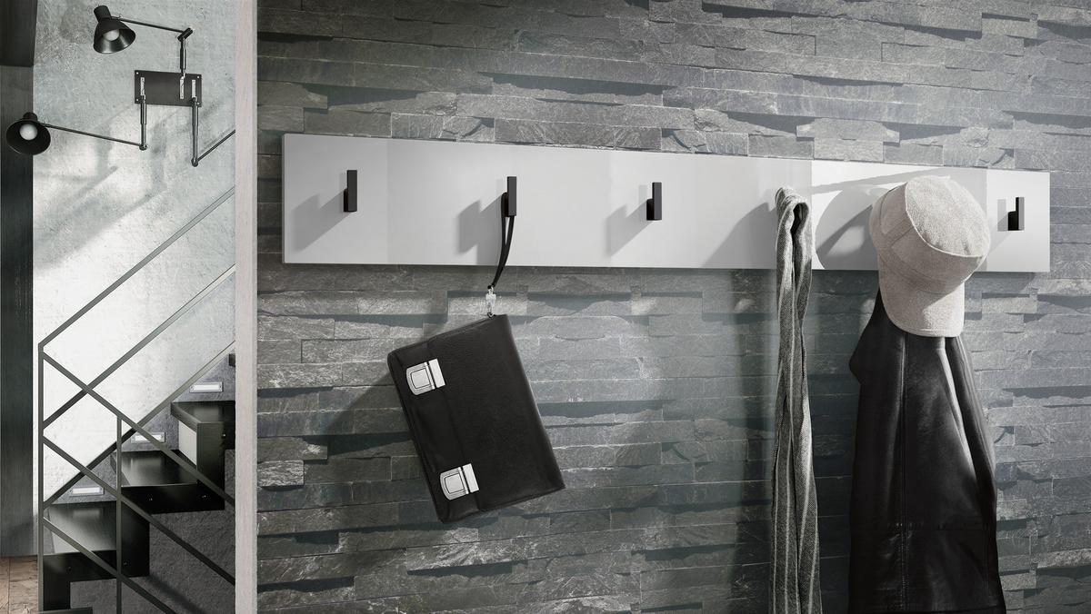 GARDEROBENPANEEL Linea Weiß Hochglanz - Weiß Hochglanz, Holzwerkstoff (110.5/14.5/3.5cm) - Vladon