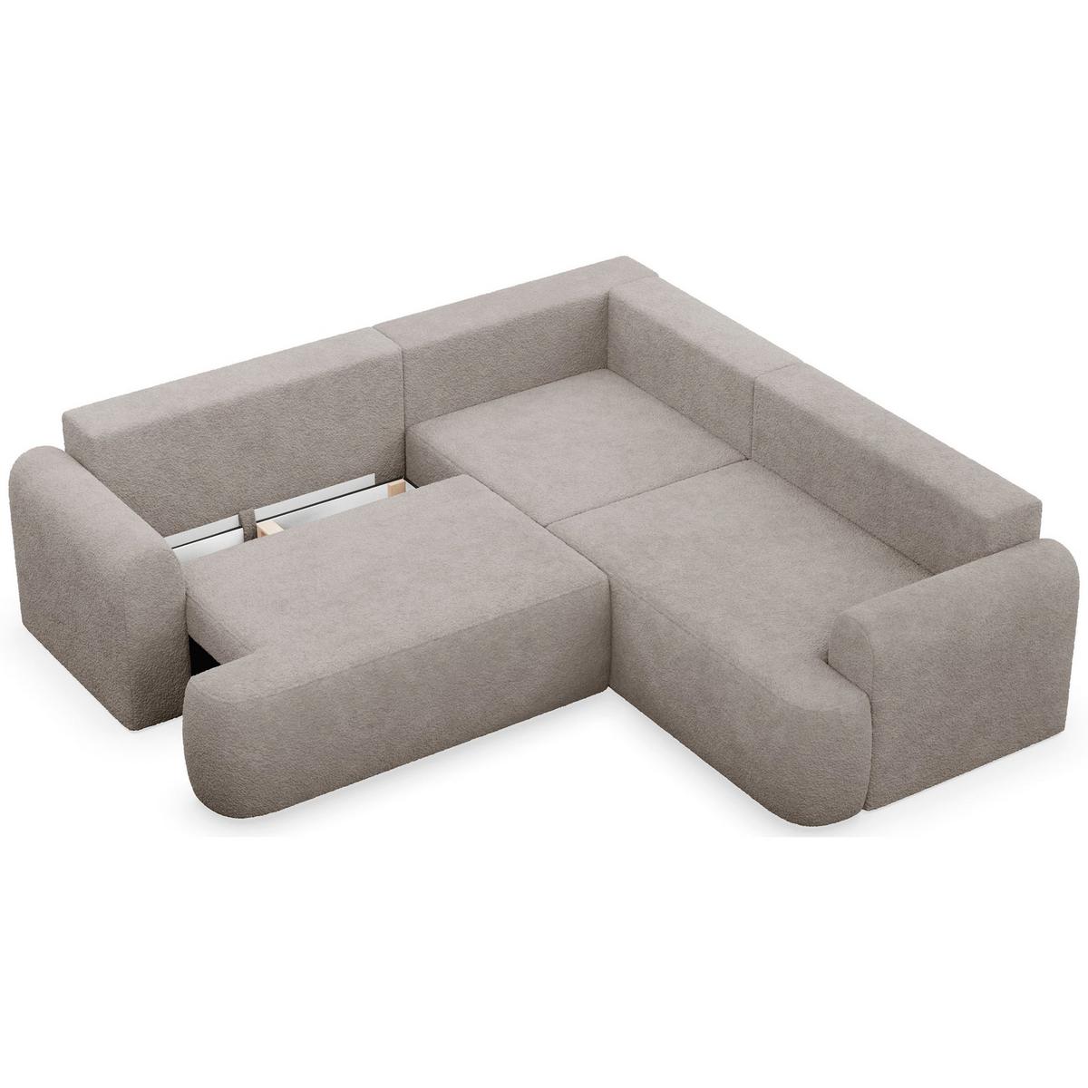 ECKSCHLAFSOFA Ovo DUNKELBEIGER STOFF universell MIT BETTKASTEN - Schwarz/Cappuccino, Kunststoff/Textil (245/245cm) - Selsey