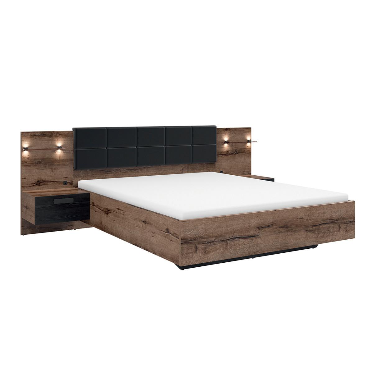 BETT 160/200 Romane Holz und Schwarz - Schwarz, Holzwerkstoff (160/200cm) - Petits-meubles