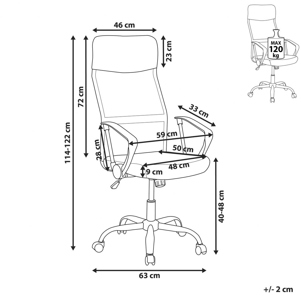 BÜROSTUHL Polyester Grau Design - Grau, Kunststoff/Textil (63/114/63cm) - Beliani