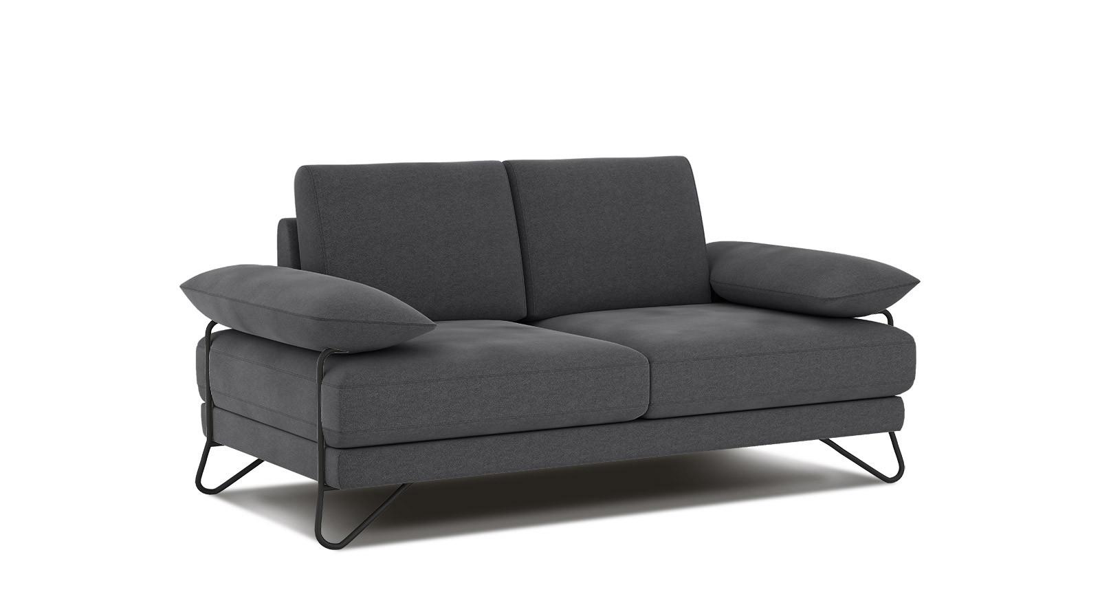 SOFA LORI 2-Sitzer, dunkelgrau - Dunkelgrau/Schwarz, Holzwerkstoff/Textil (185/87/96cm) - Wozimo