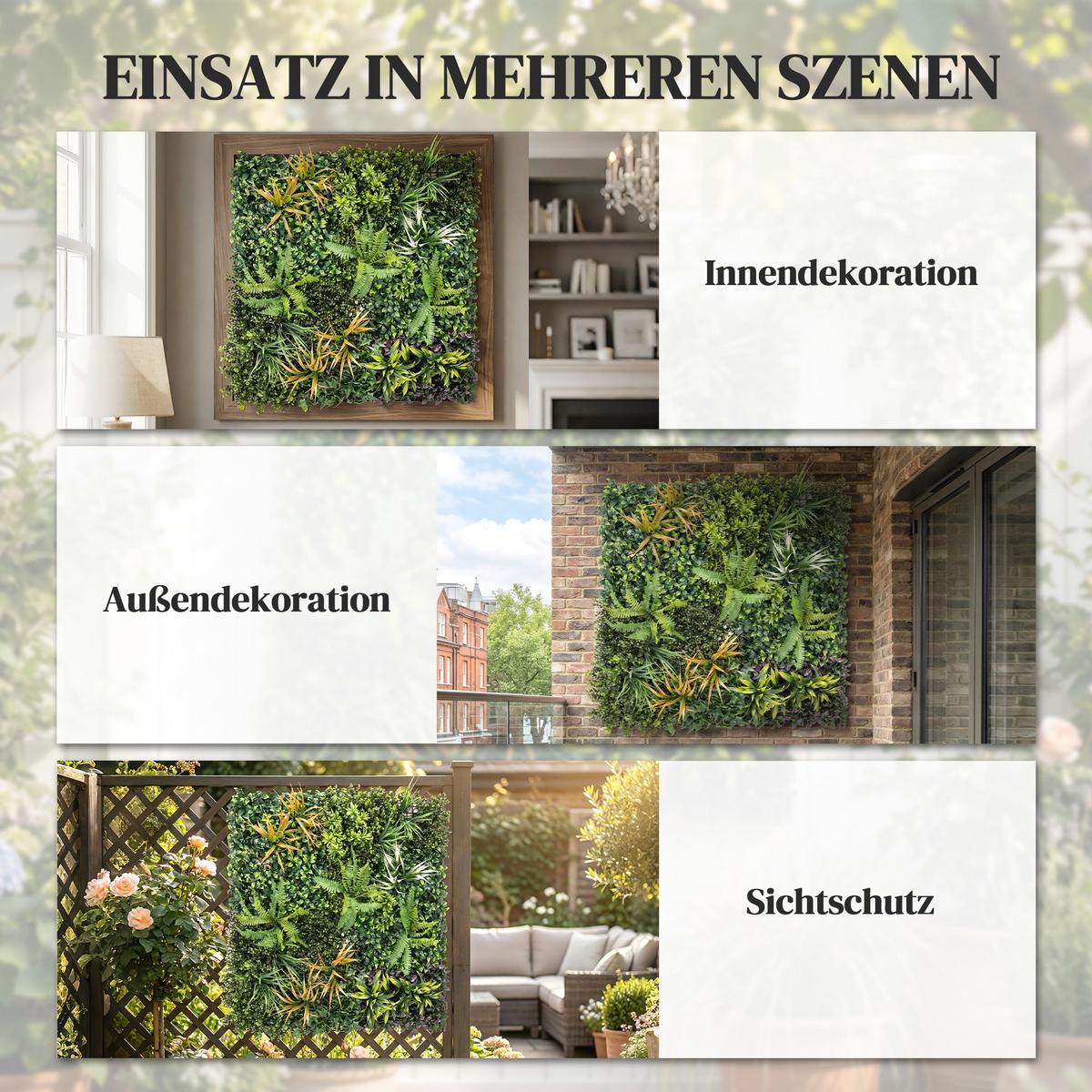 KÜNSTLICHE-HECKE PE Bunt - Grün, Kunststoff (100/1cm) - Outsunny