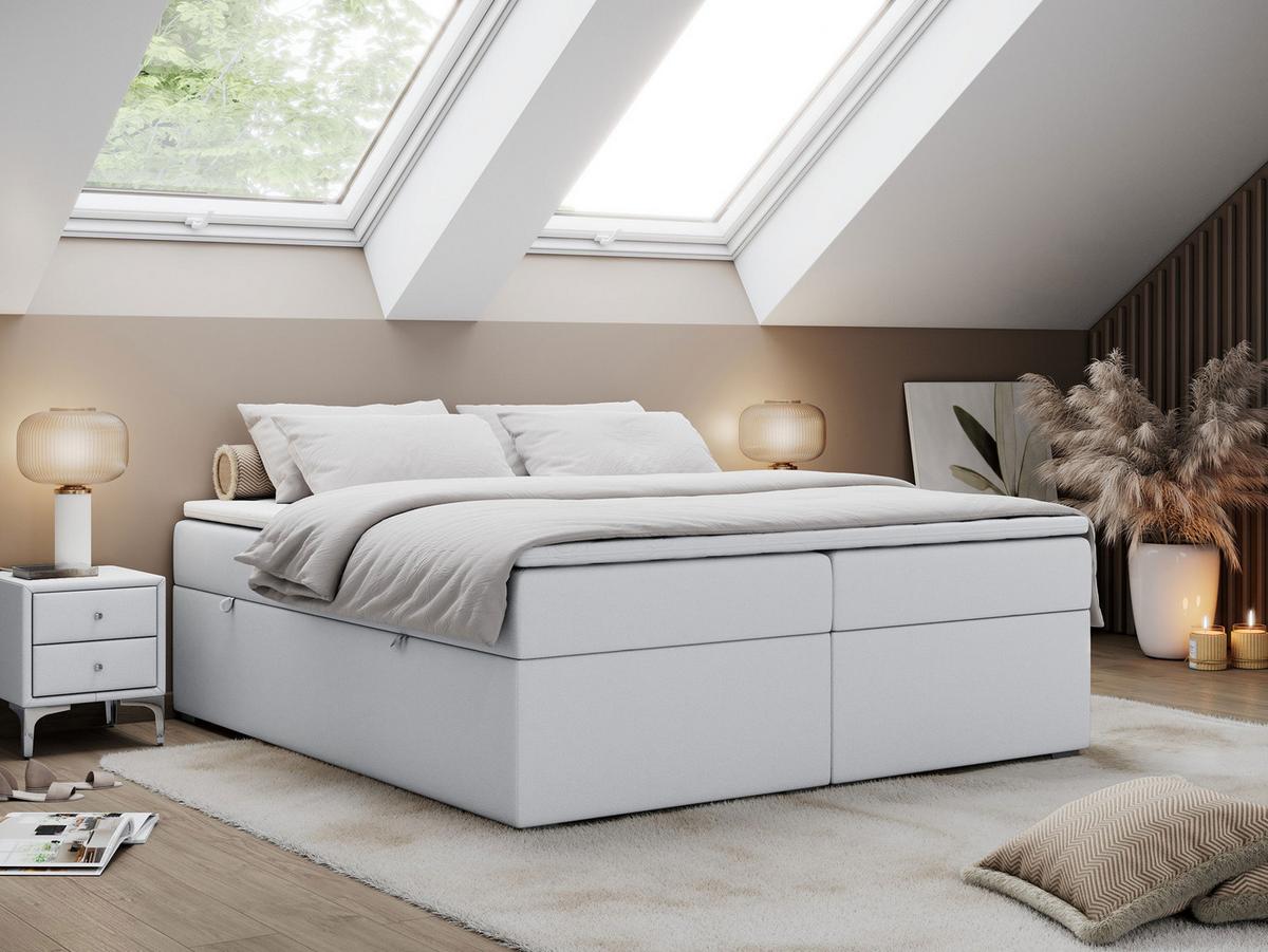 BOXBETT BESS 120/200 Weiß Kunstleder - H4 - Weiß, Holz/Textil (120/200cm) - MKS