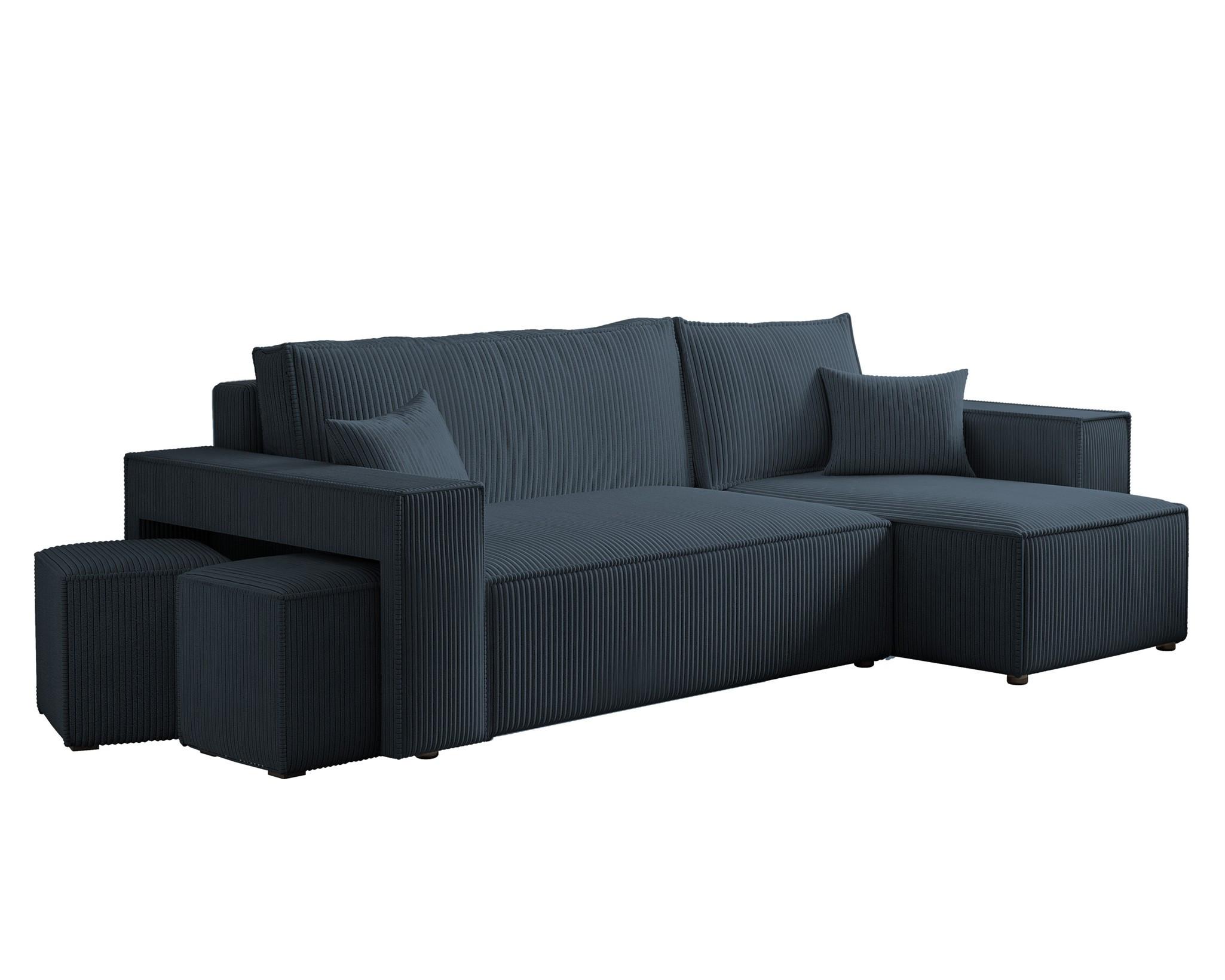 ECKSOFA Adara Inkl. Hocker - Blau, Holzwerkstoff/Textil (145/262cm) - Fun Möbel