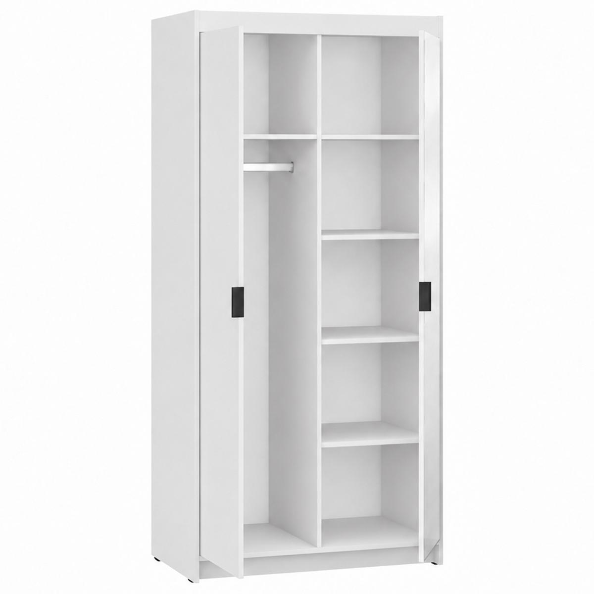 DREHTÜRENSCHRANK Elena mit 2 Türen und Spiegel, 90 cm, Weiß - Weiß, Holzwerkstoff (90/190/53cm) - Beautysofa