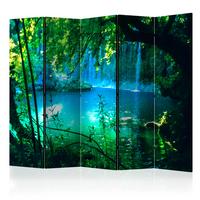 PARAVENT Beidseitig Bedruckter 5-tlg 225x172 cm Wasserfälle Natur 3D - Blau, Holz/Textil (225/172/3cm) - Muralo