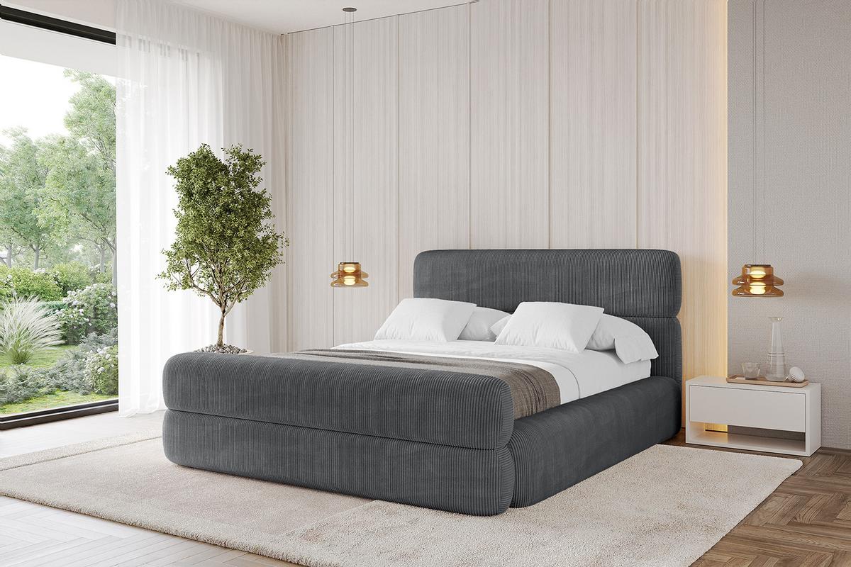 POLSTERBETT mit Bettkasten, Fußteil und Lattenrost, Boxbett ohne Matratze - ENORA-Z 180x200 Dunkelgrau - Anthrazit, Holzwerkstoff/Textil (180/200cm) - ALTDECOR
