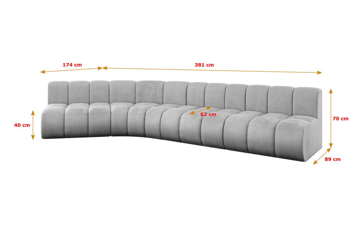 ECKSOFA modulares Sofa Montra-L2 - 381x174x70 cm Grau - Hellgrau, Holzwerkstoff/Textil (381/174cm) - ALTDECOR