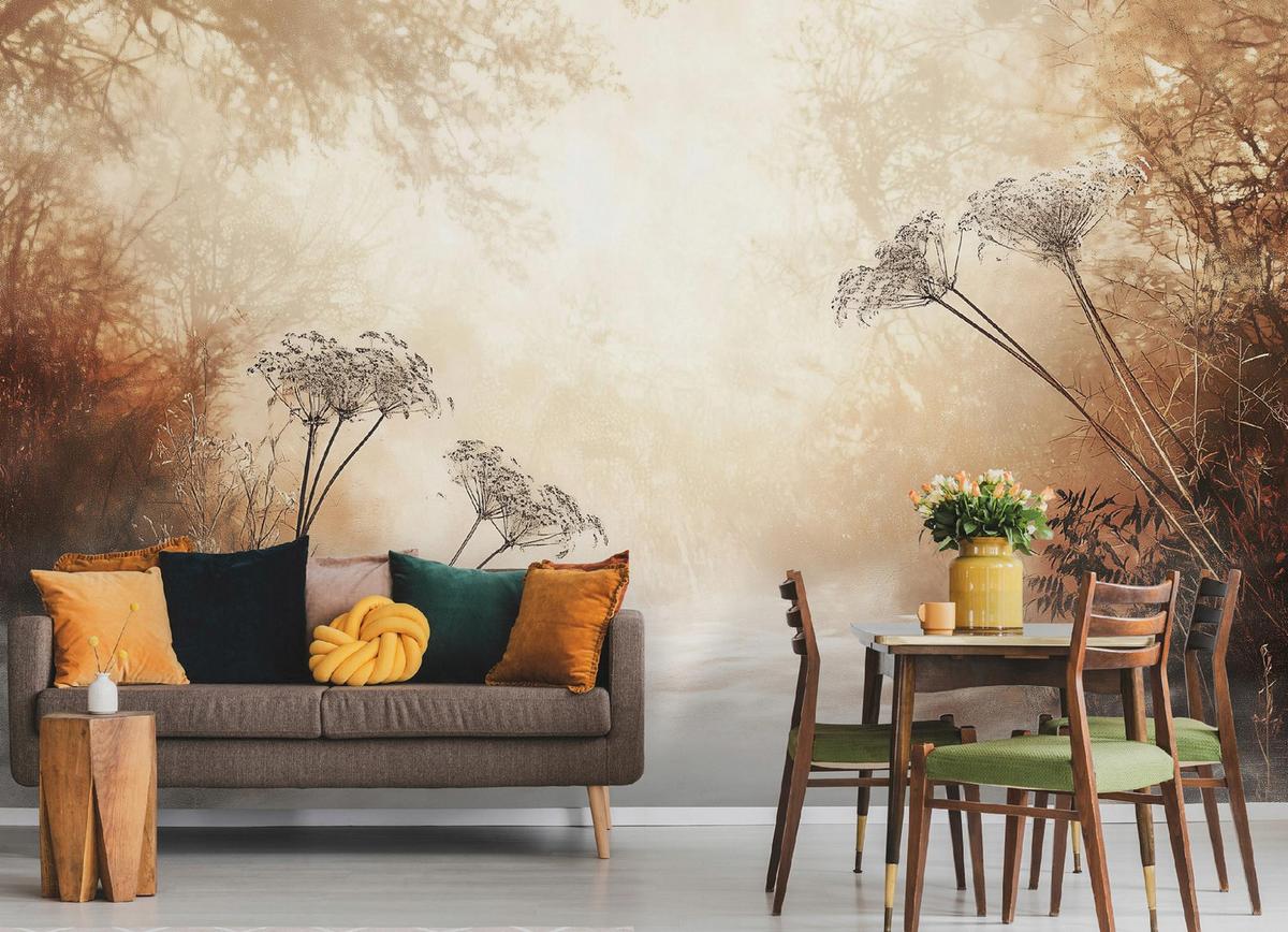 FOTOTAPETE Wald Boho Beige Nature 200x140 - Multicolor, Papier (200/140cm) - Wallarena