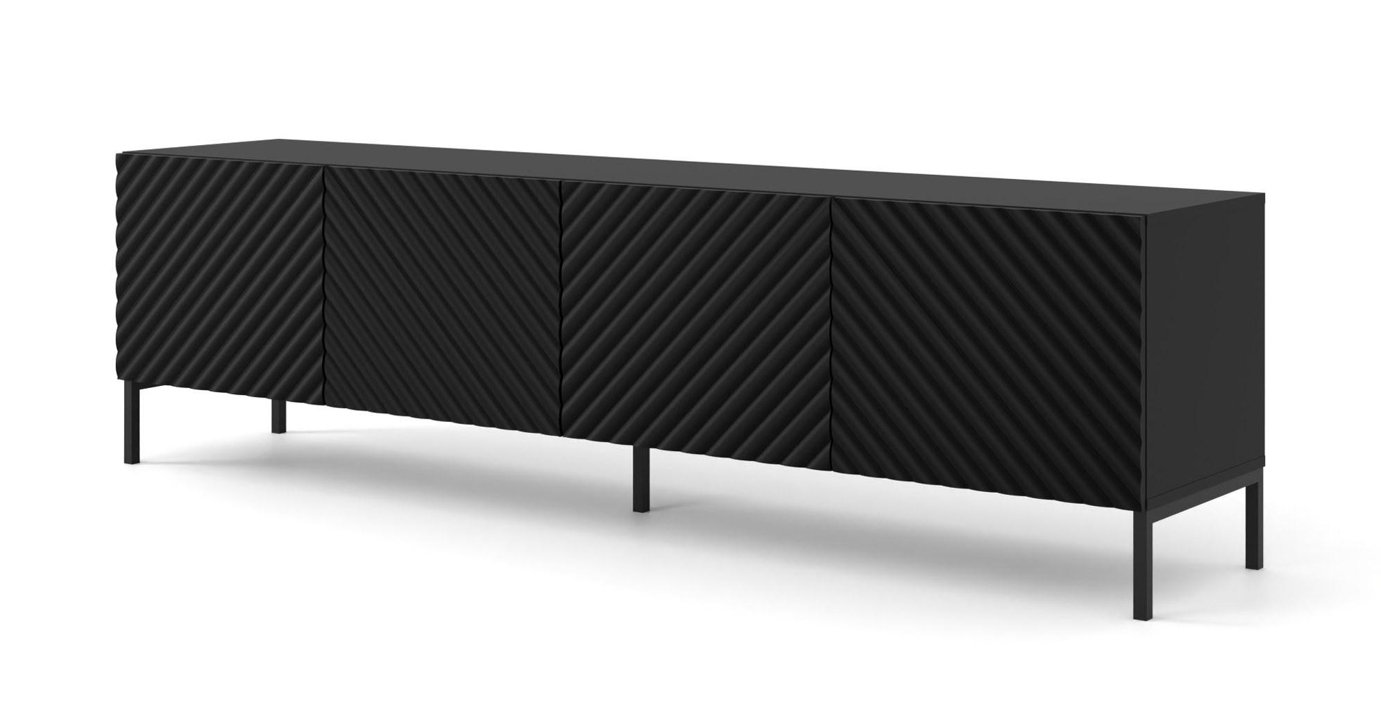 TV LOWBOARD Schwarz, Schwarz 200/56/42 - Schwarz, Holzwerkstoff (200/56/42cm) - RAUMHIRSCH FURNITURE