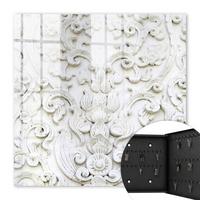 SCHLÜSSELBOX Schwarz 30x30 cm- Türöffnung nach rechts - Weiße Ornamente - Weiß, Metall (30/30/5cm) - TULUP