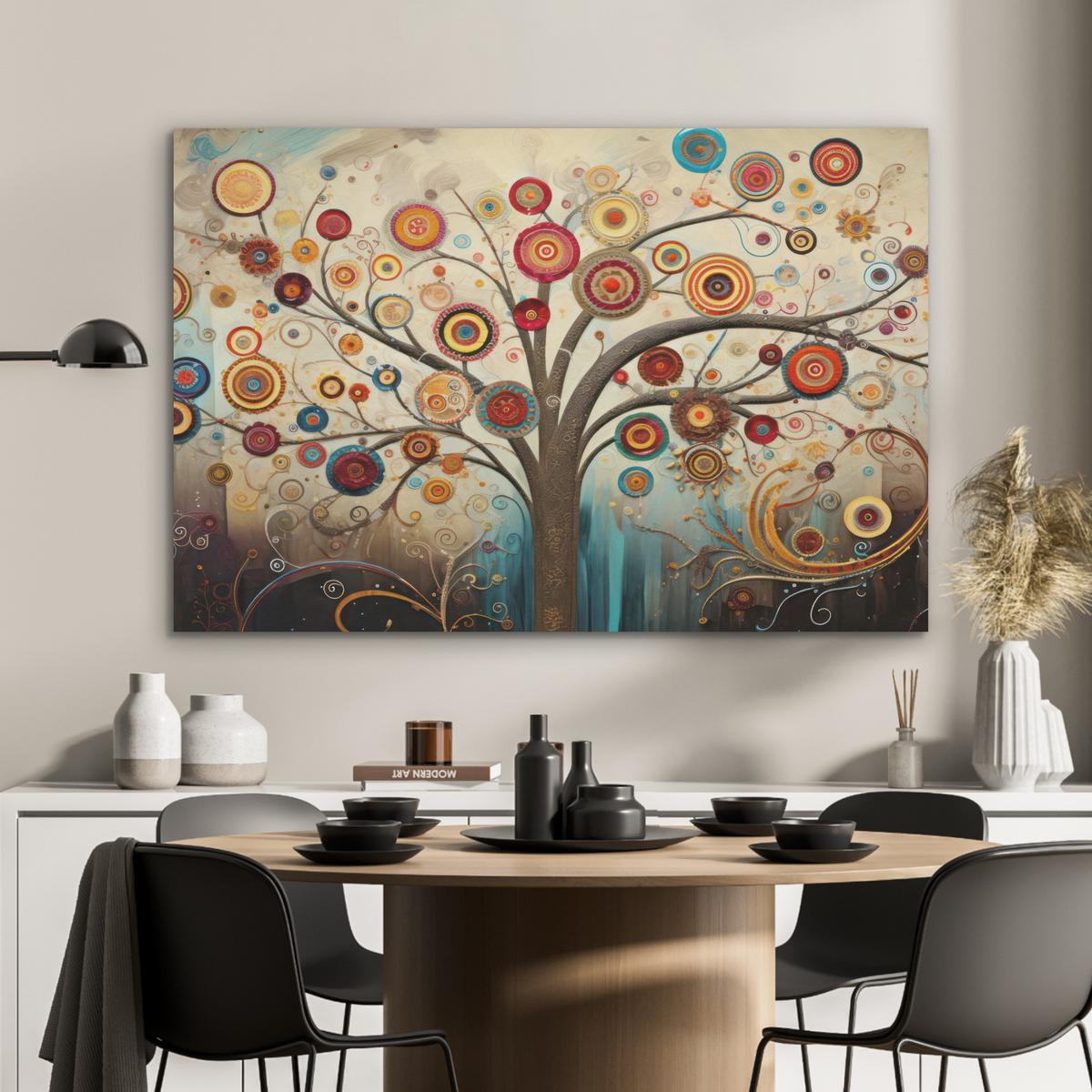AKUSTIKBILD Baum - Baum des Lebens - Farbe Wandbild Wohnzimmer 100x70 cm - Braun, Kunststoff (100/70/0.9cm) - MuchoWow