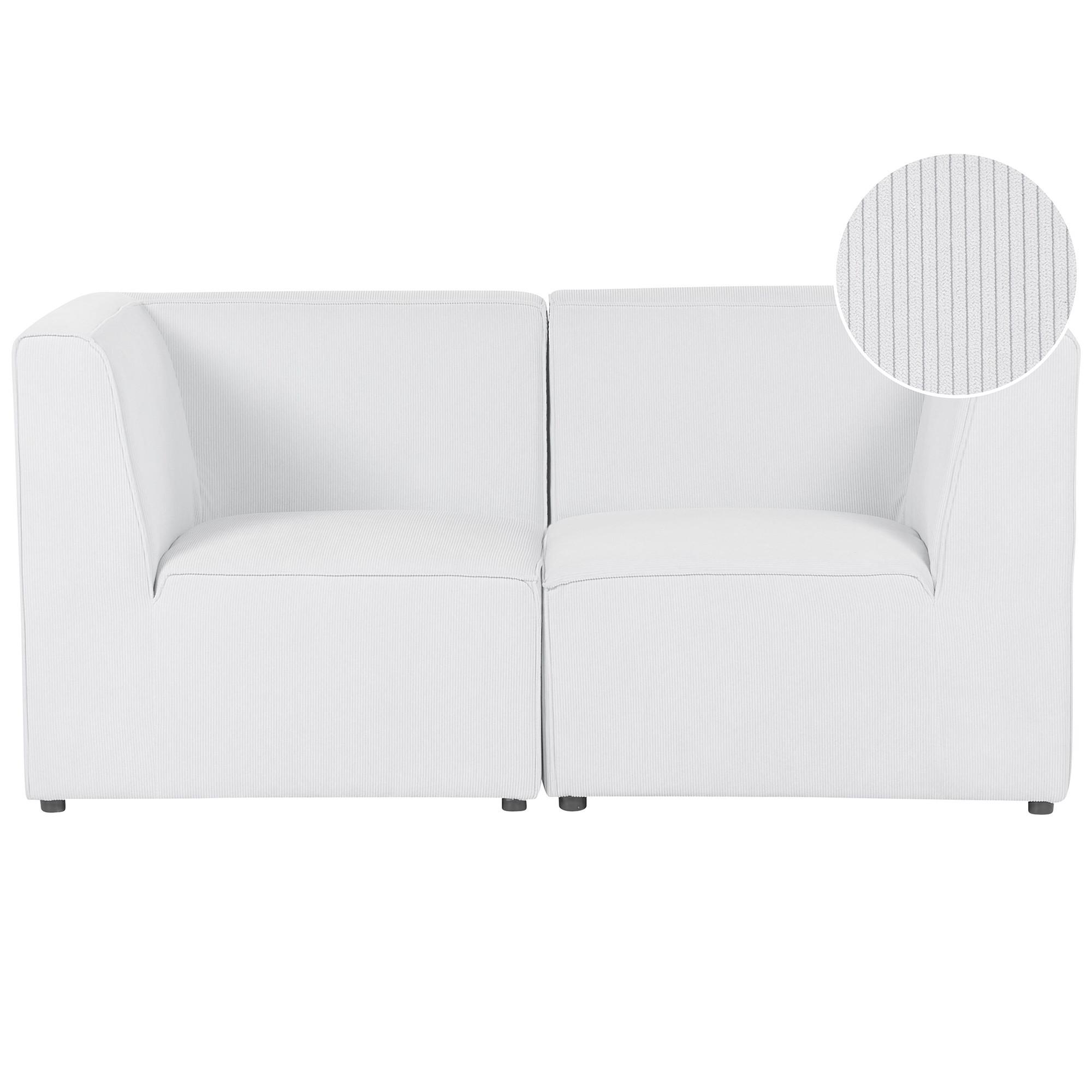 2-SITZER-SOFA Cord cremeweiß Lemvig - Weiß, Textil (166/78/83cm) - Beliani