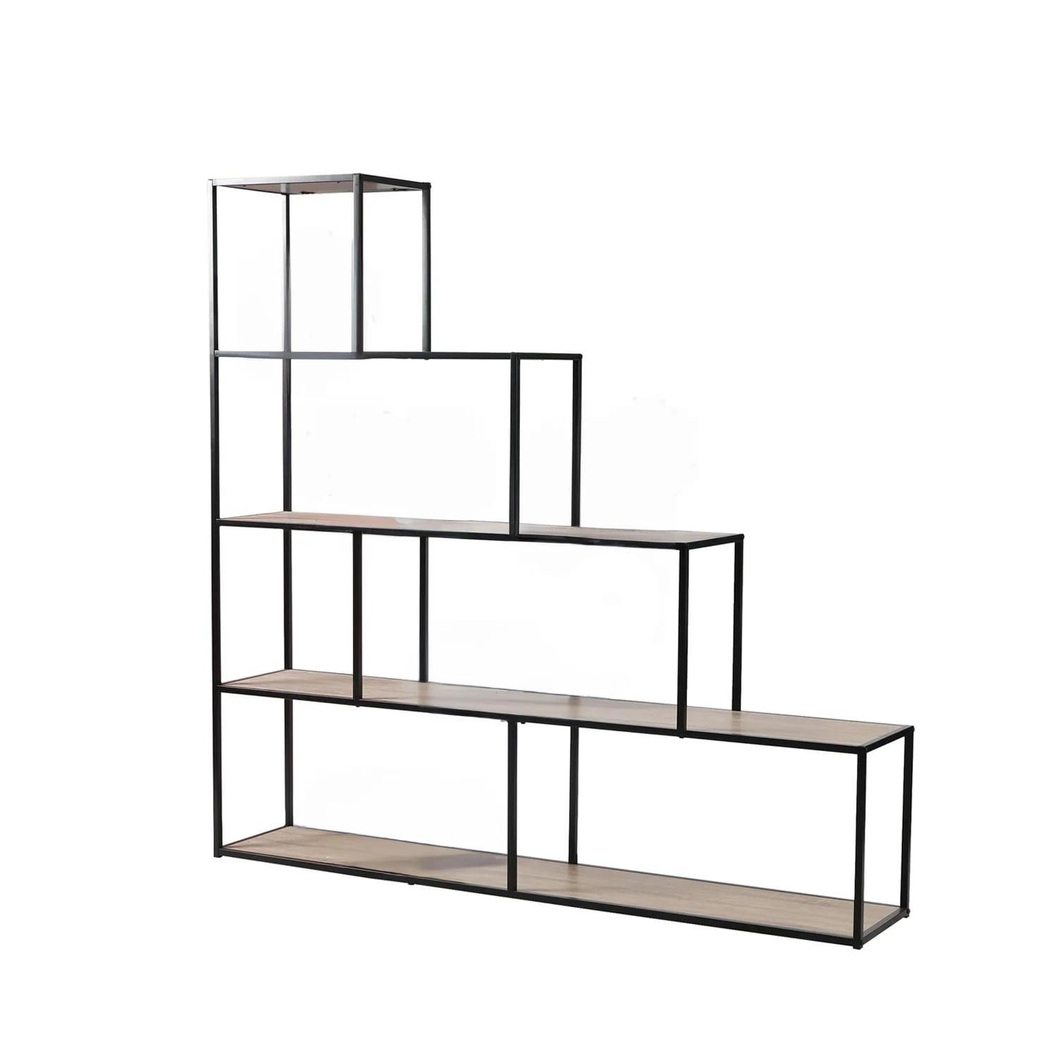 BÜCHERREGAL im Treppen-Design - L160 x H157 cm - Colorado - Schwarz, Holzwerkstoff (30/157/11cm) - Calicosy