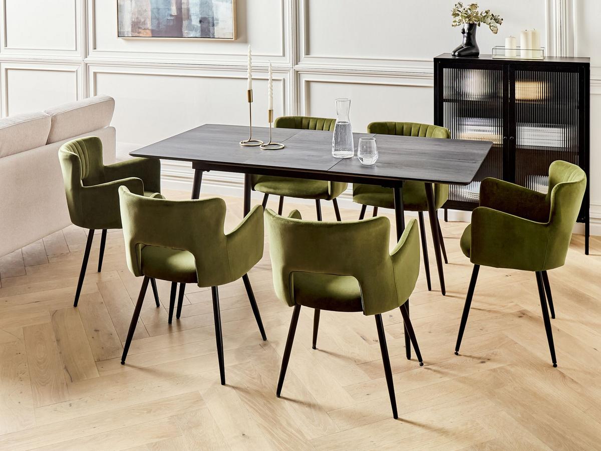 ESSTISCH grau/schwarz 120-160/80 cm ausziehbar Gelanda - Schwarz/Grau, Holzwerkstoff (120/80/78cm) - Beliani