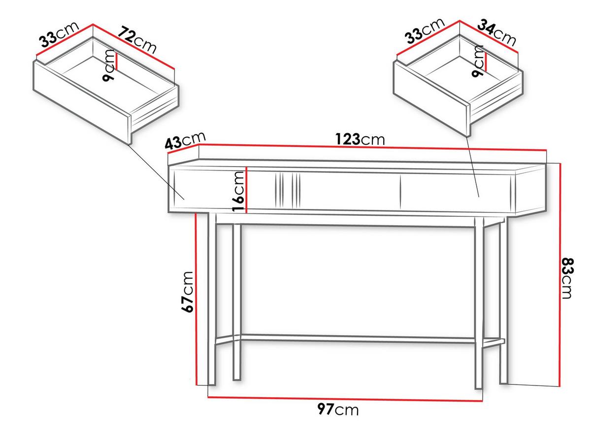 KONSOLENTISCH Alsy AL11 - Eichefarben/Anthrazit, Holzwerkstoff/Kunststoff (43/123/83cm) - MIRJAN24