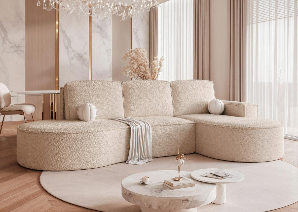 ECKSOFA SOFIA mit Schlaffunktion und Bettkasten Creme - Creme, Holzwerkstoff/Kunststoff (277/157cm) - Idohome