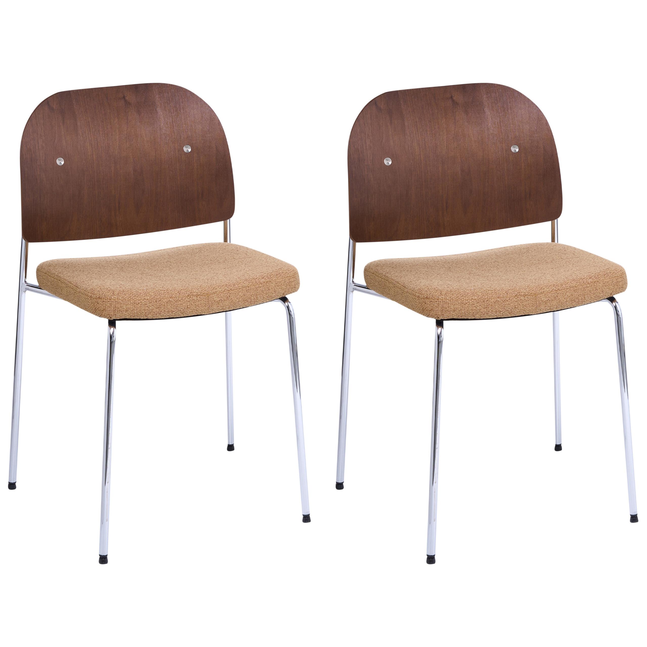 ESSZIMMERSTUHL 2er-Set Metall Orange/Dunkelbraun Ashcroft - Dunkelbraun, Metall (50/80/50cm) - Beliani