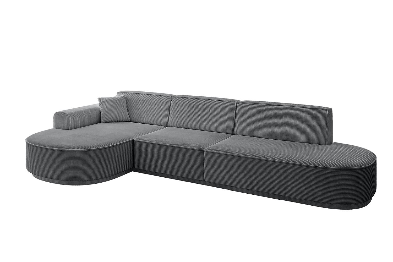 ECKSOFA Ottomane Links MARI-L2-v3 - 328x171x83 cm Dunkelgrau Cord - Dunkelgrau/Schwarz, Holzwerkstoff/Kunststoff (328/171cm) - ALTDECOR