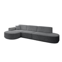ECKSOFA Ottomane Links MARI-L2-v3 - 328x171x83 cm Dunkelgrau Cord - Dunkelgrau/Schwarz, Holzwerkstoff/Kunststoff (328/171cm) - ALTDECOR