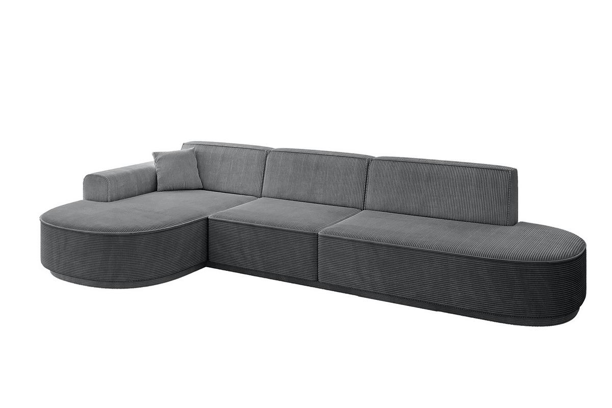 ECKSOFA Ottomane Links MARI-L2 - 328x171x79 cm Dunkelgrau Cord - Dunkelgrau/Schwarz, Holzwerkstoff/Kunststoff (171/321cm) - ALTDECOR