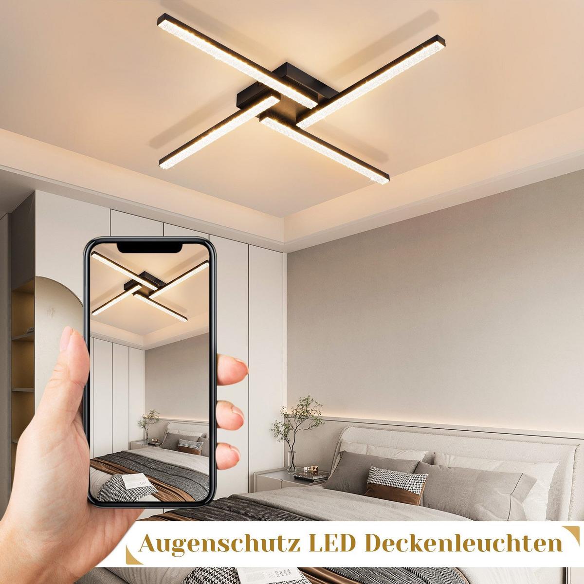 LED-DECKENLEUCHTE Dorthea 57/57/6 cm - Schwarz, Metall (57/57/6cm) - Nettlife