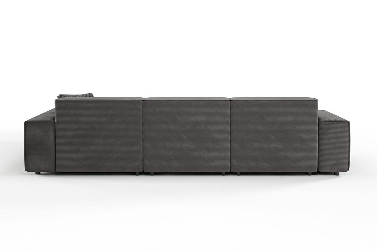 ECKSOFA RANI Grau Cord - Dunkelgrau/Schwarz, Kunststoff/Textil (299/189cm) - KAWOLA