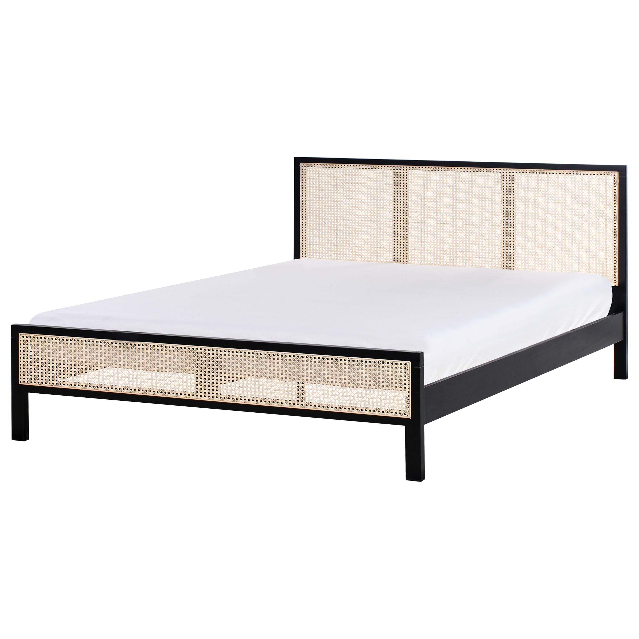 BETT mit Lattenrost 160/200 cm Hellbraun Salernas - Hellbraun/Schwarz, Holz (160/200cm) - Beliani