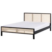BETT mit Lattenrost 160/200 cm Hellbraun Salernas - Hellbraun/Schwarz, Holz (160/200cm) - Beliani