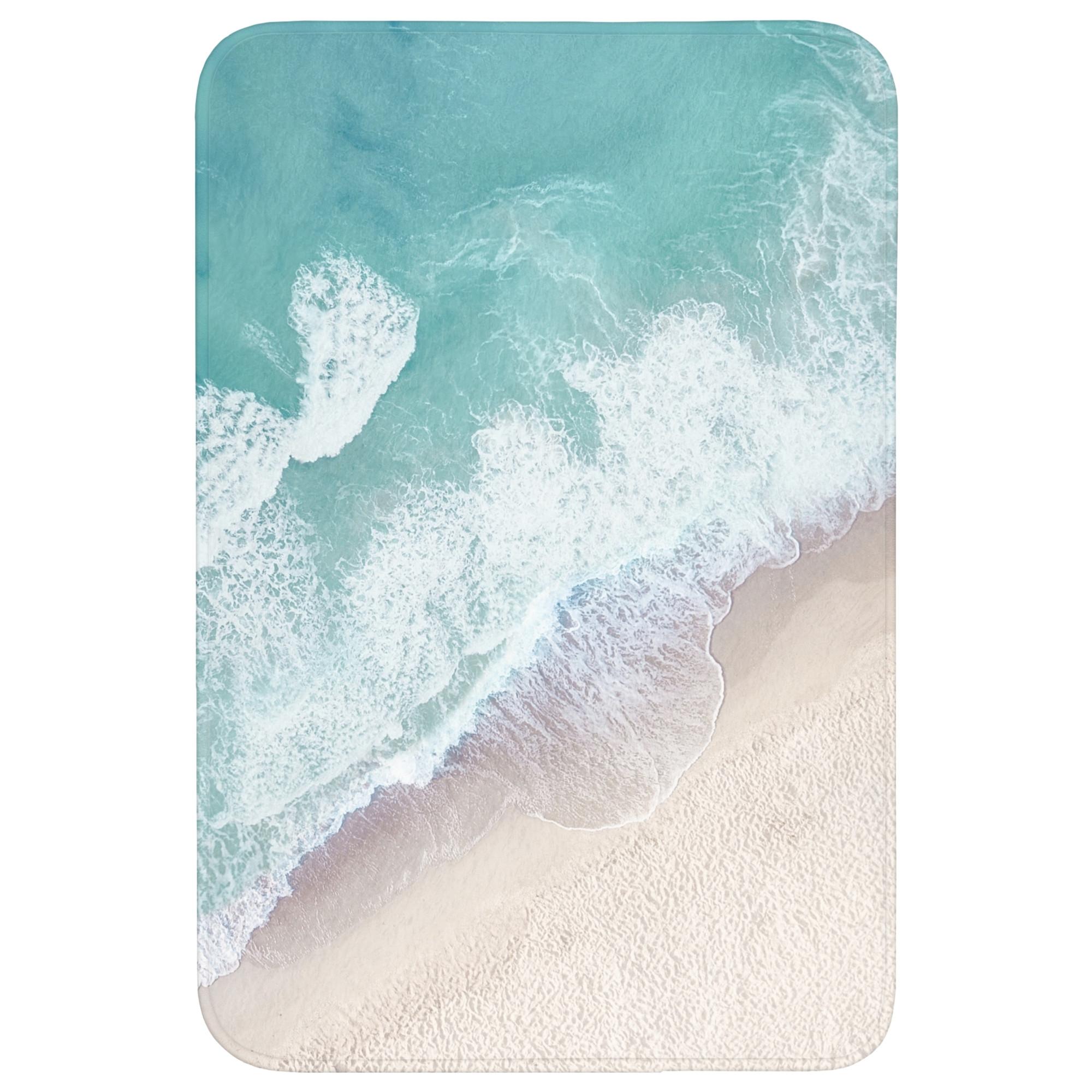 BADEMATTE Strand - Meer - Natur - Sommer Rutschfest 60x90 cm - Türkis, Textil (60/90cm) - OnlyWow
