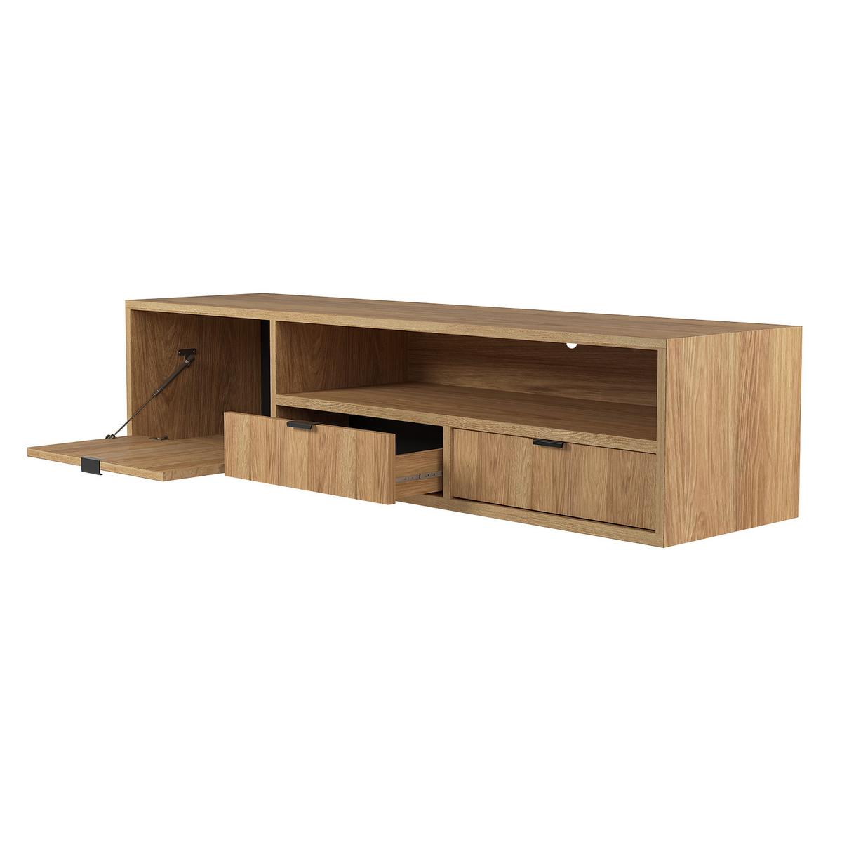 HÄNGELOWBOARD Evron mit 2 Schubladen und 1 Tür, 150 cm, Hikora Eiche - Eichefarben, Holzwerkstoff (150/35/40cm) - Beautysofa