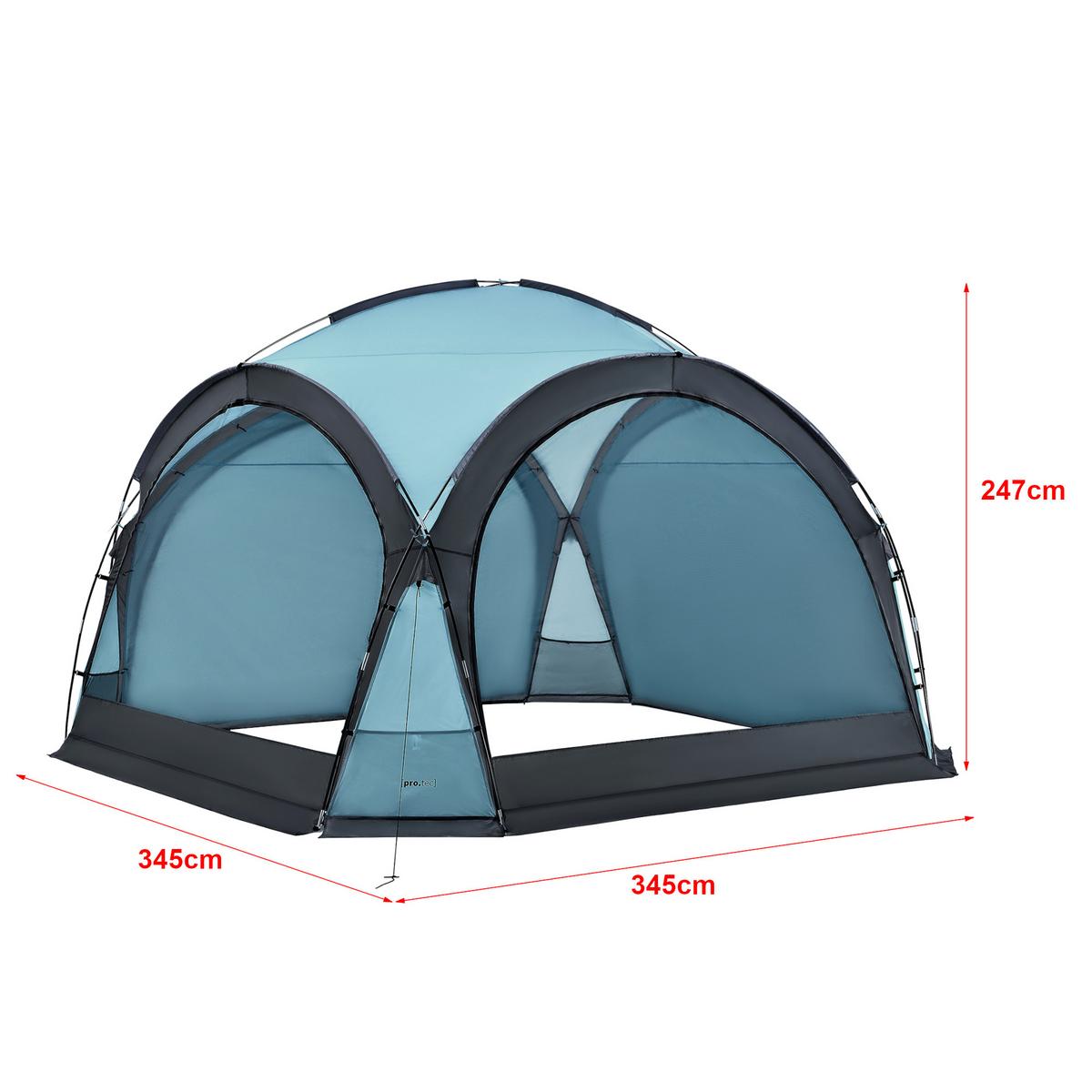PAVILLON Grästorp - Dunkelgrau/Hellblau, Textil (345/247/345cm) - pro.tec