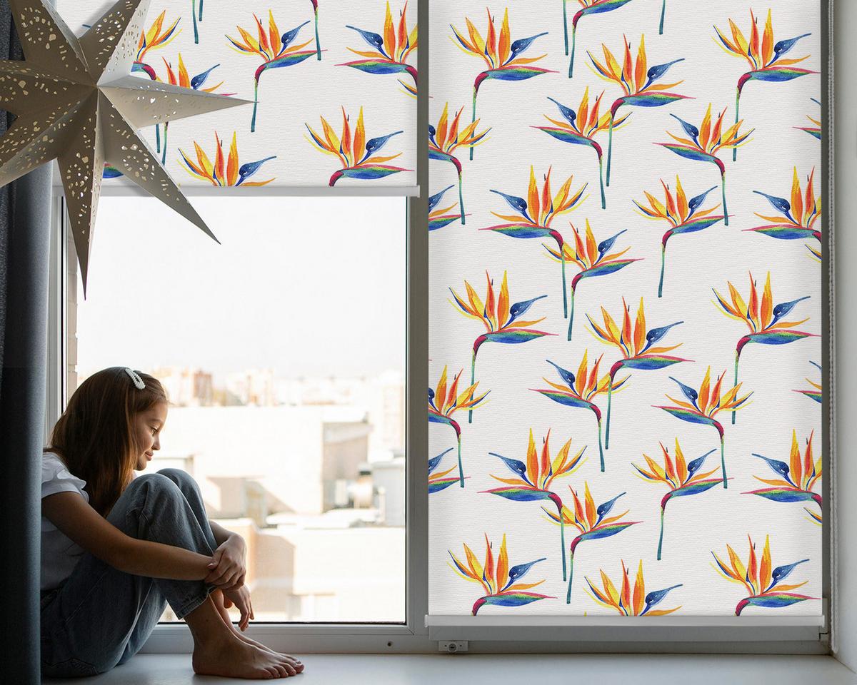 INNENROLLO - Fensterrollo - Rollo - 120x140 cm - Bunte Blätter - Orange, Kunststoff (120/140/0.5cm) - TULUP
