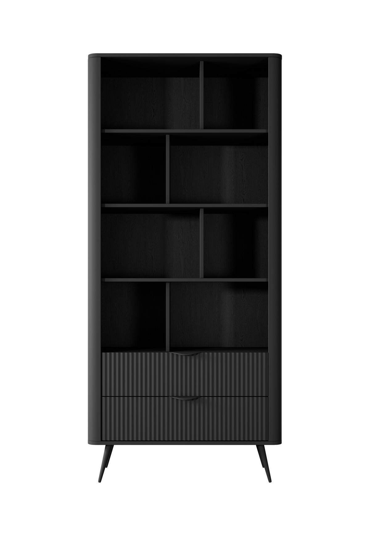 BÜCHERREGAL LANTANA 88,2x38x193,8 cm, Regal Schwarz - Schwarz, Holzwerkstoff (88.2/193.8/38cm) - MASSENO