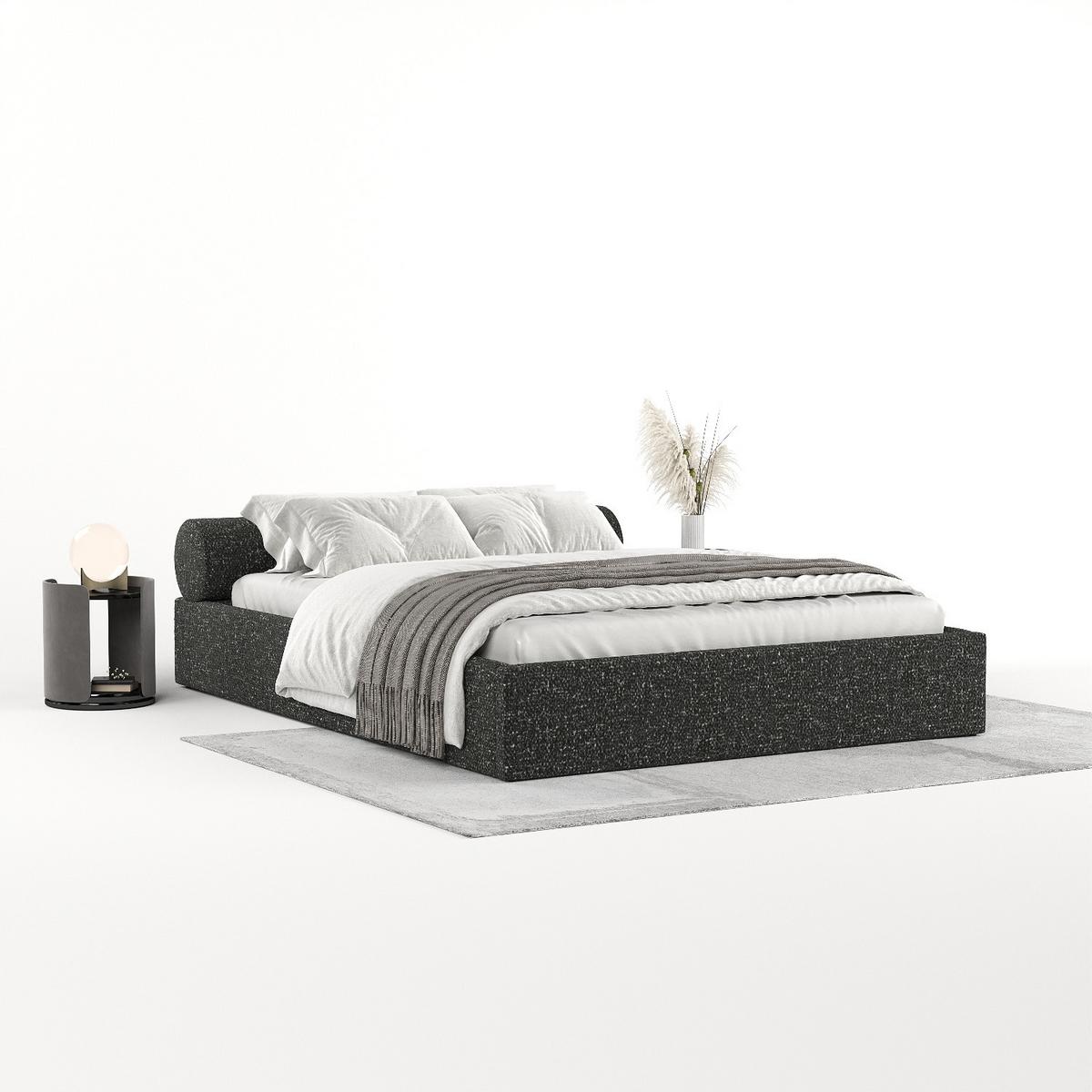 POLSTERBETT Solvo mit Stauraum 160/200 cm Schwarz im Blur Stoff - Schwarz/Naturfarben, Holz/Holzwerkstoff (160/200cm) - AltaBeds