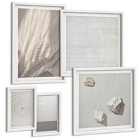 BILDER SET 5er Set - 50x50 cm & 20x30 cm & 40x60 cm Weißer Rahmen - Zarte Boho-Texturen der Natur - Weiß, Kunststoff (40/60cm) - TULUP