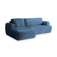 ECKSOFA SENTI P L-S Blau Kordstoff mit Schlaffunktion - Blau/Schwarz, Holz/Kunststoff (246/148cm) - MASSENO