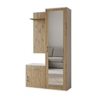 GARDEROBENSCHRANK Magnola Weiß Artisan Eiche 100/180,5/35 cm – Modern, mit Spiegel und viel Stauraum - Hellbraun/Weiß, Holzwerkstoff/Kunststoff (100/180.5/35cm) - AX Living