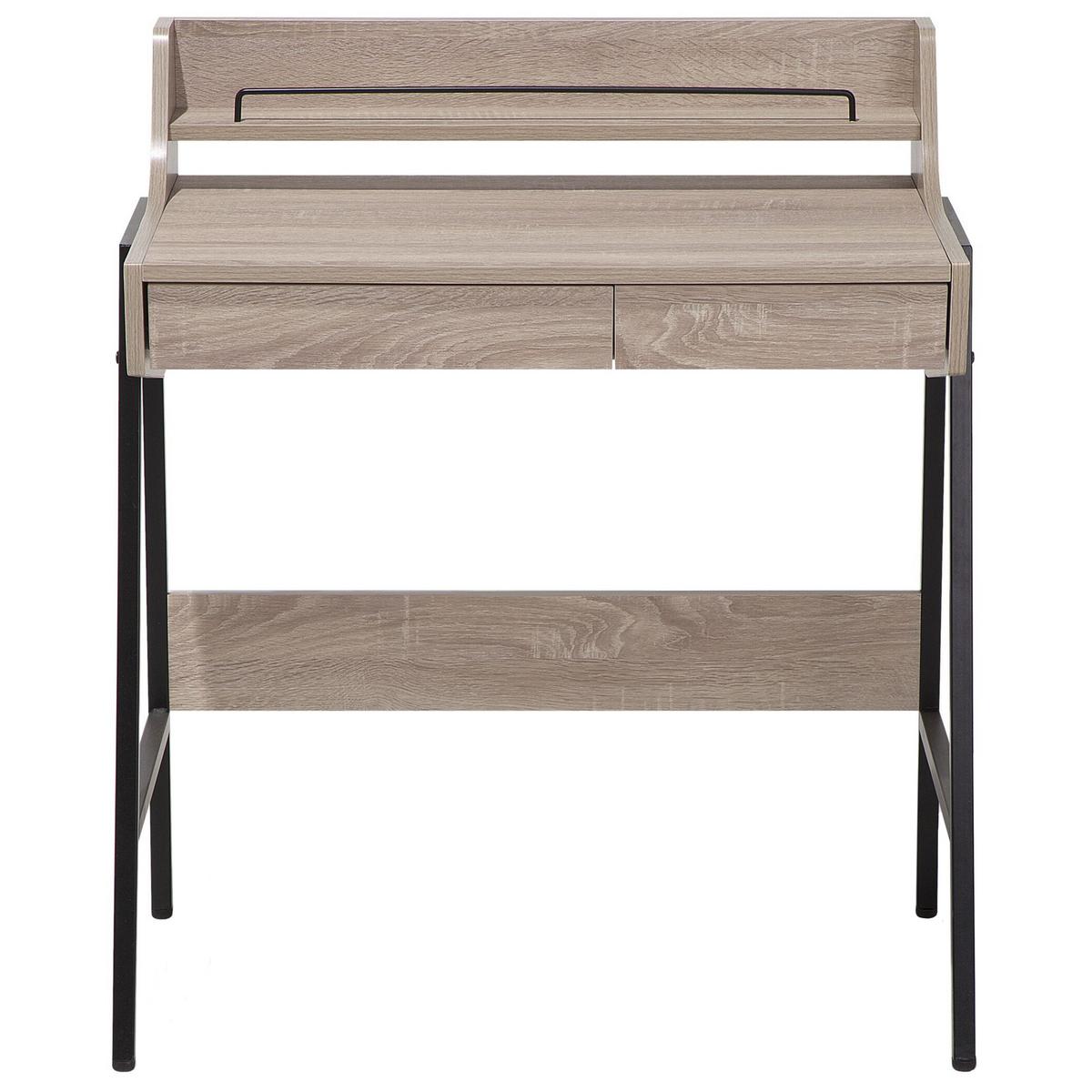 SCHREIBTISCH heller Holzfarbton 77/46/89 cm Broxton - Hellgrau, Holzwerkstoff (46/77/89cm) - Beliani