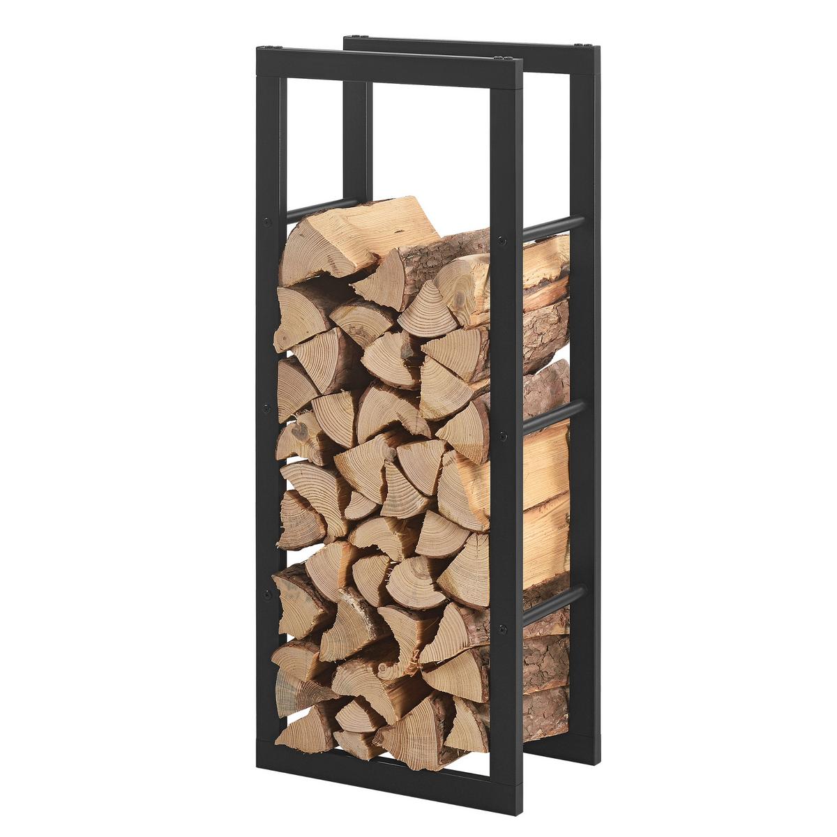 KAMINHOLZREGAL Täby - Schwarz, Metall (40/100/25cm) - [en.casa]