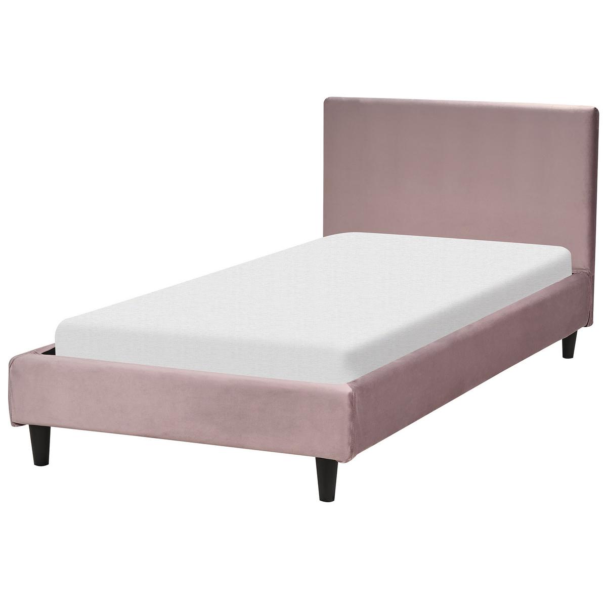 BETTRAHMENBEZUG Samtstoff 90/200 cm Rosa Fitou - Pink, Textil (100/214cm) - Beliani