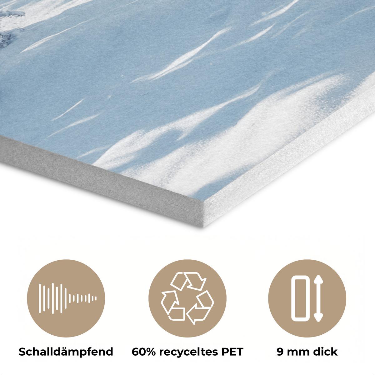 AKUSTIKBILD Winterlandschaft - Natur - Berge - Bäume - Schnee Kunstdruck Schlafzimmer 50x70 cm - Hellblau, Kunststoff (50/70/0.9cm) - MuchoWow