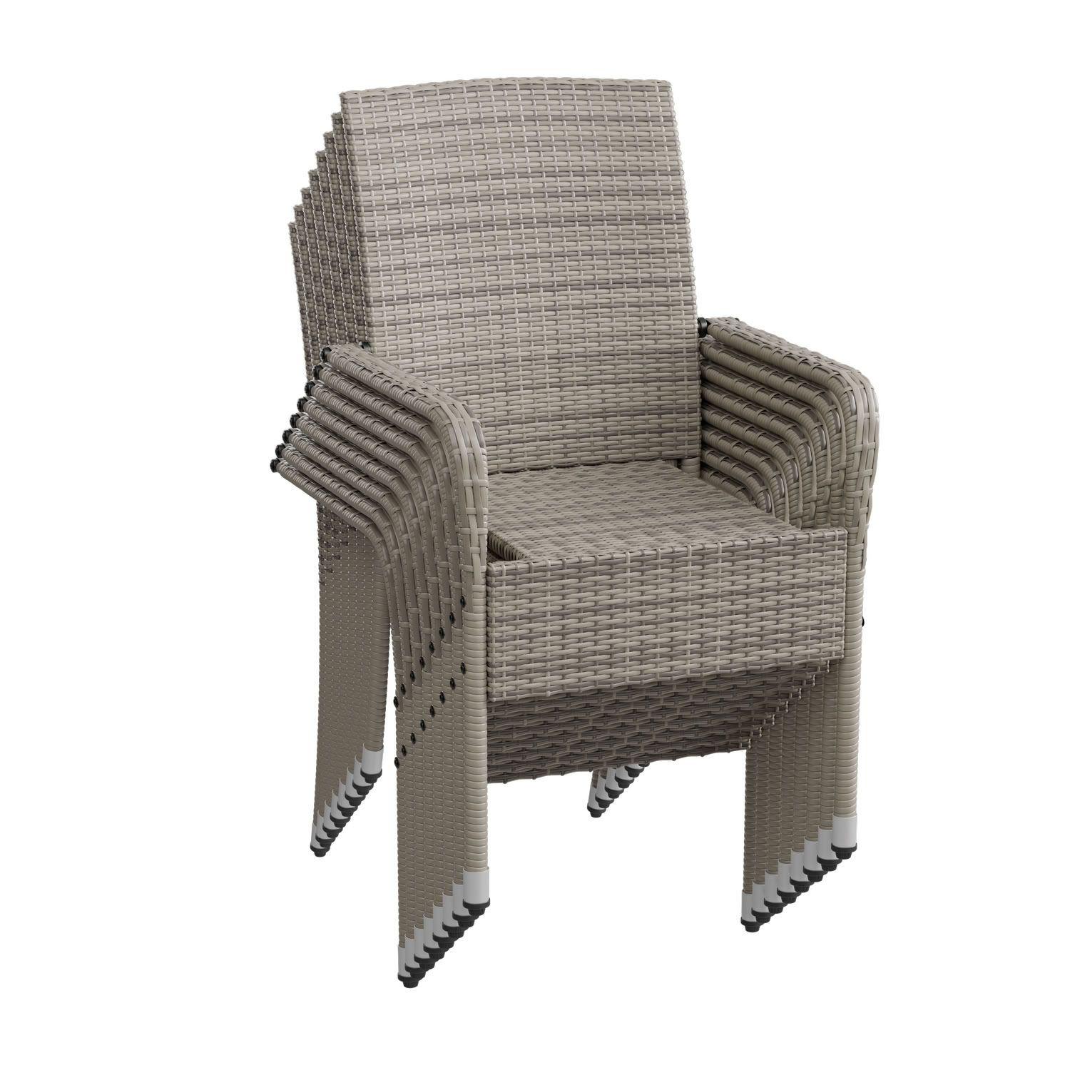 GARTENSTÜHLE Yoro 8er-Set - Grau, Kunststoff (50/90/50cm) - Juskys