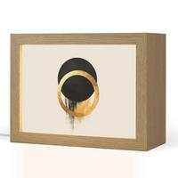 TISCHLEUCHTE Abstraktes Design - Schwarzer Kreis - Farbflecken 20x15 cm - Bernsteinfarben, Holzwerkstoff (8/20/15cm) - OnlyWow