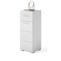 KOMMODE Badschrank, weiß Hochglanz 30 x 79 cm, Kommode mit viel Stauraum - Weiß Hochglanz/Silberfarben, Holzwerkstoff/Kunststoff (30/79/31cm) - Inn.Furn