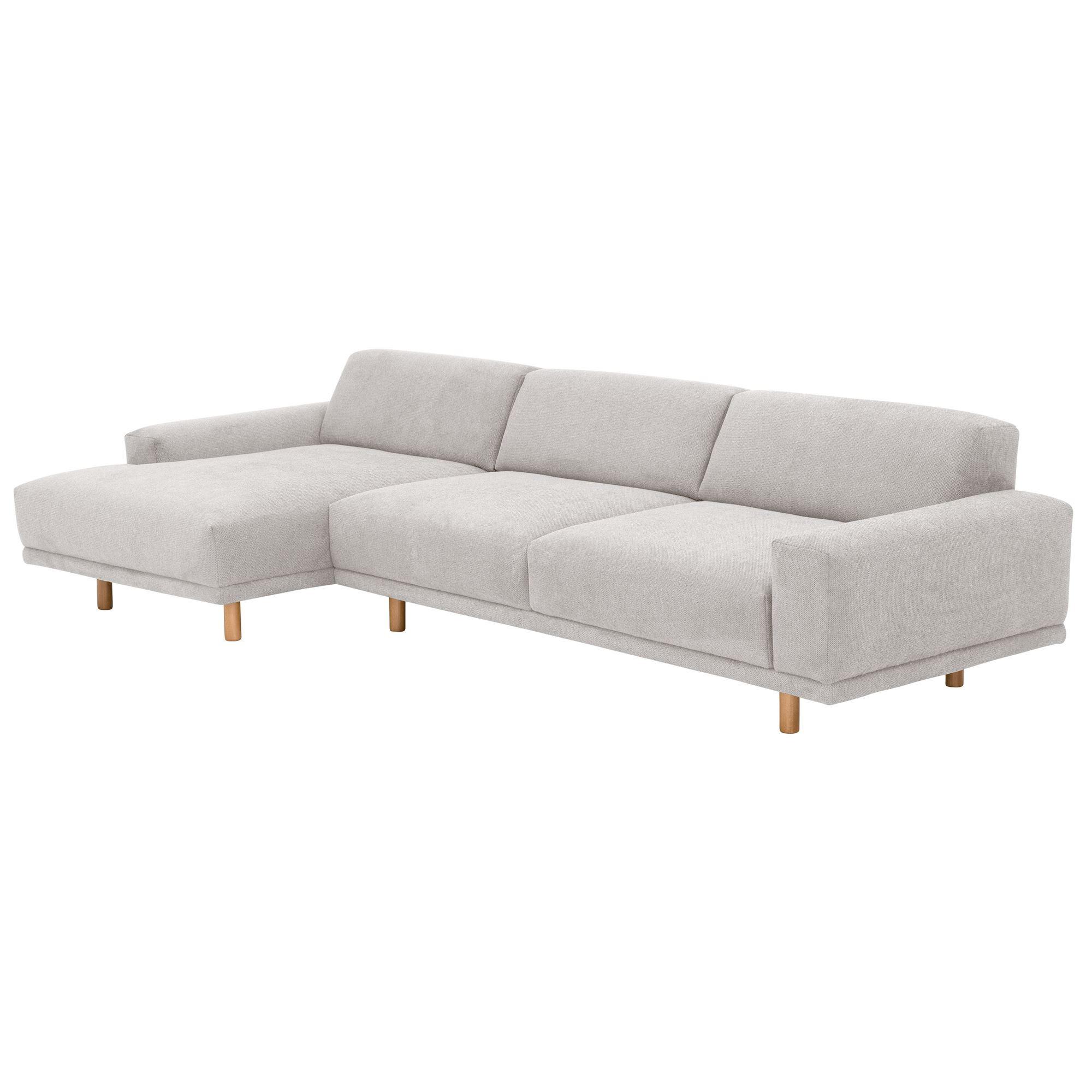ECKSOFA mit Longchair links Kattryna Flachgewebe silber - Silberfarben, Kunststoff (133/283cm) - 58aufmkessel