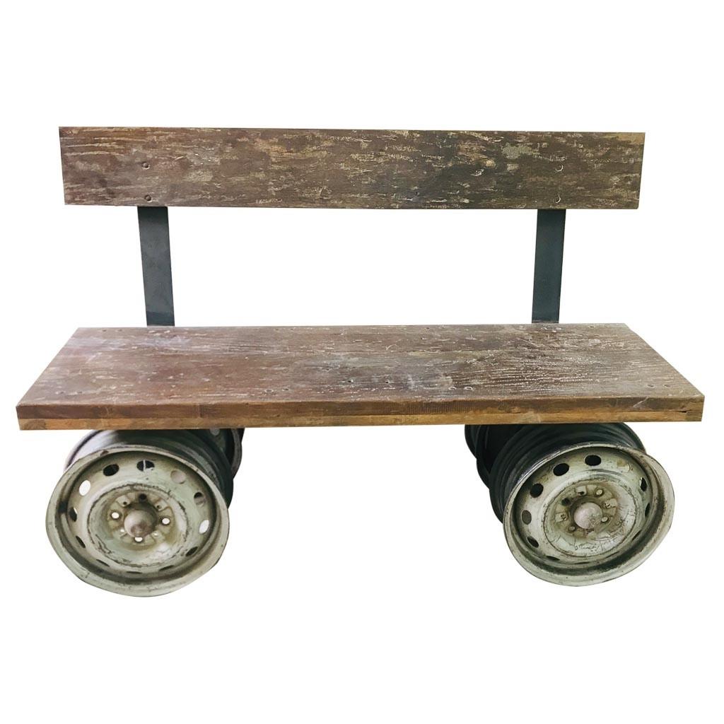 BANK aus Metall und Holz, braun, 142x44x98cm - Multicolor, Holz (142/98/44cm) - Wanderlust