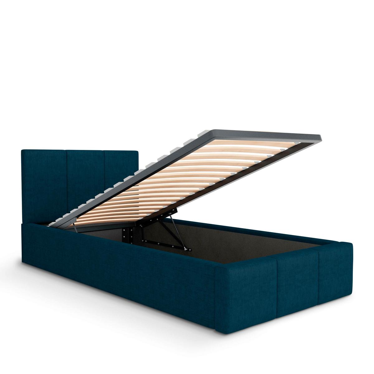 POLSTERBETT für Schlafzimmer Bett mit Stauraum Dunkelblau 90x200 - Dunkelblau, Holzwerkstoff/Metall (90/200cm) - Muralo