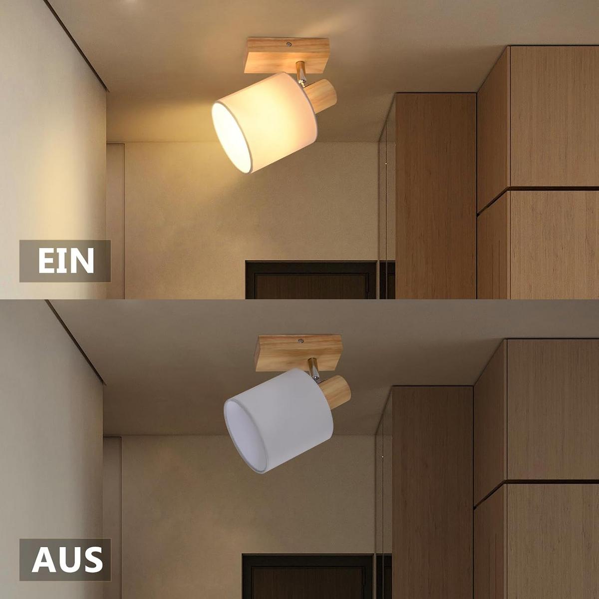 DECKENSTRAHLER Kakashi 13/13/21cm - Eukalyptusholzfarben, Holz (13/13/21cm) - ZMH